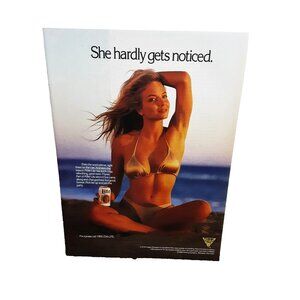 1991 Miller Lite Beer Ad Bikini Beach Model Vintage Print Ad